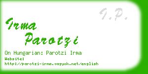 irma parotzi business card